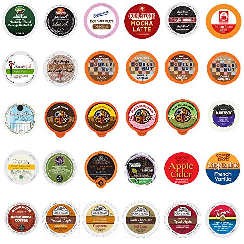 Coffee, Tea, Cappuccino and Hot Chocolate Variety Sampler Pack for Keurig K-Cup Brewers, 30 Count (All unique cups, no duplicates)