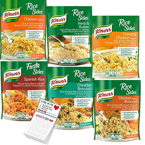 Knorr Rice Sides Variety Pack of 6 | Rice and Pasta Side Dishes in 6 Yummy Flavors | Snack Fun Shopping Pad