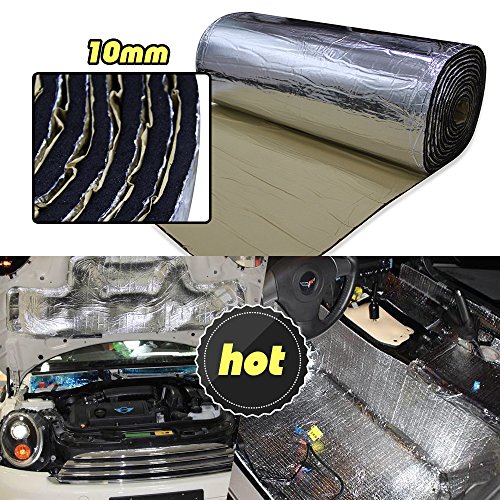 LINGDA 21.53 SqFT 10mm Heat Shield Thermal Sound Insulation Proofing Deadener Mat Car Noise Control Acoustic Dampening Moistureproof Waterproof (40'X80')