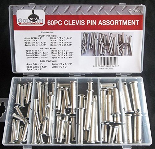 60pc Goliath Industrial Clevis Pin Assortment 21 Sizes CPA60 Hitch Tractor