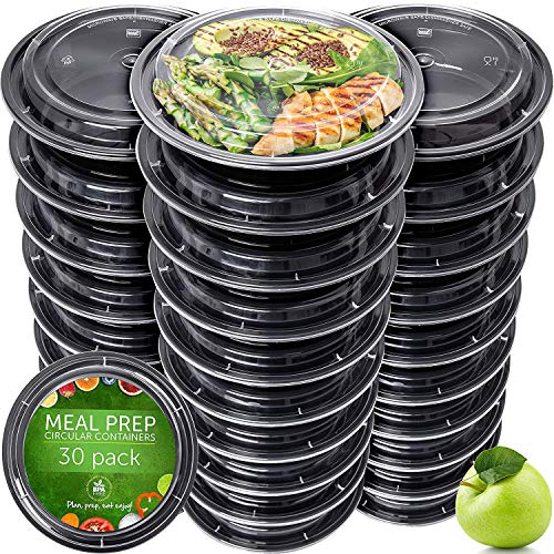 Meal Prep Containers [30 Pack] - Reusable Plastic Containers with Lids - Disposable Food Containers Meal Prep Bowls - Plastic Food Storage Containers with Lids - Lunch Containers by Prep Naturals