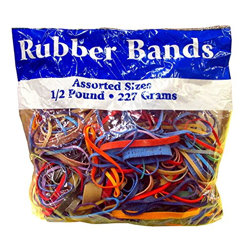 Alliance Rubber Bands Assorted Dimensions 227G/Approx. 400 Rubber Bands, Multi Color, 1/2 lb