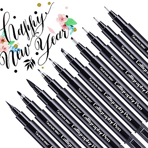 Calligraphy Pens, Hand Lettering Pen, 10 Size Caligraphy Brush Pens for Beginner, Writing, Sketching, Drawing, Illustration, Scrapbooking, journaling