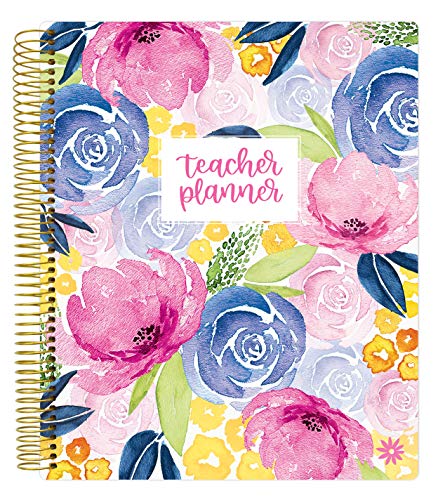bloom daily planners Undated Academic Year Teacher Planner - Lesson Plan Calendar Book - 9' x 11' - Watercolor Floral