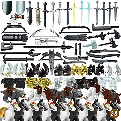 Goshfun 80Pcs Ancient Greek Ancient Roman Medieval Figure Weapon Armor Set, Small Particle Building Block Toy Kit