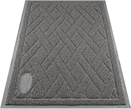 Pawkin Cat Litter Mat, Patented Design with Litter Lock Mesh, Extra Large, Durable, Easy to Clean, Soft, Fits Under Litter Box, Litter Free Floors, Gray