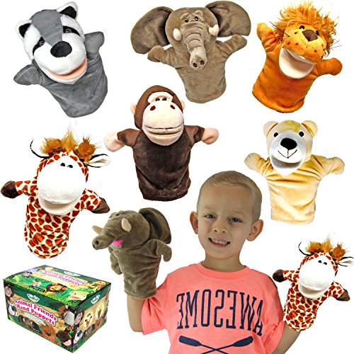 JOYIN Animal Friends Deluxe Kids Hand Puppets with Working Mouth (Pack of 6) for Imaginative Play