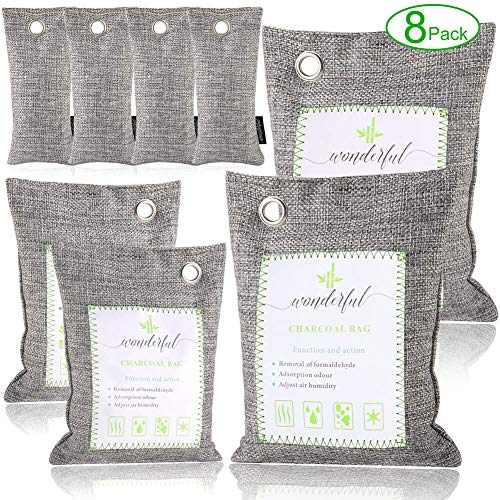 Angbo Activated Bamboo Charcoal Air Purifying Bags for Home, Car and Office, 8 Packs