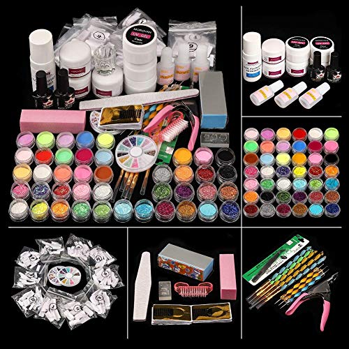 Morovan Acrylic Nail kit with Liquid Monomer Colored Acrylic Powder Nail Extension Starter Kit Nail DIY Decoration Gift Box Set