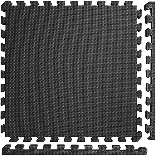 Meister X-Thick 1.5' Interlocking EVA Foam Mats - 2X Cushion for Wrestling, MMA Takedowns & Gymnastics - 2'x2' Tiles - Black - 10 Tiles (40 Sqft)