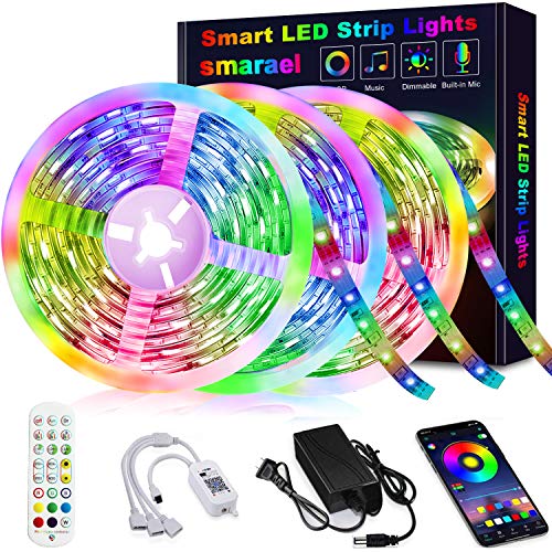 50ft LED Strip Lights,Smareal Led Lights Strip RGB LED Strip Music Sync Color Changing LED Strip Lights APP Bluetooth Controll + Remote,LED Lights for Bedroom,Party and Home Decoration