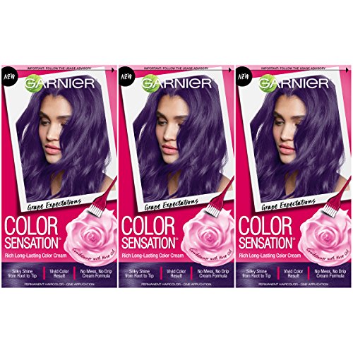 Garnier Hair Color Sensation Hair Cream, Grape Expectations, (Pack of 3)