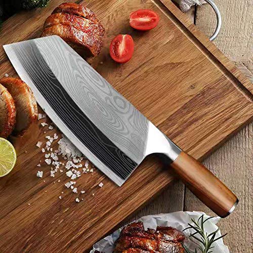 Meat Cleaves,Vegetable Meat Cleaver Knife, Chef Knife Chinese, Cleaver Kitchen Knife Superior Class 7-inch Stainless,Vegetable Kitchen Knife for Home Kitchen Restaurant with gift box Steel Kitc