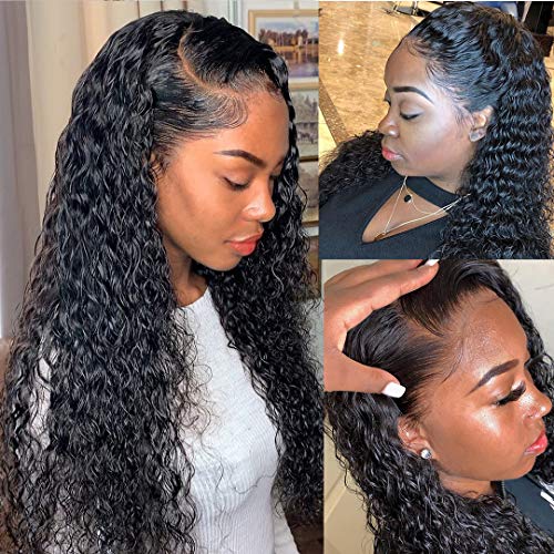 Peruvian Water Curly Wave Human Hair Lace Frontal Wigs For Black Women 100% Unprocessed Virgin Human Hair Lace Front Wigs Pre Plucked with Baby Hair Glueless Water Wave Wet and Wavy Human Hair Wigs