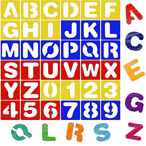 36 PCS Alphabet Number Stencils Plastic Lettering Aids Letter Drawing Template Kid's Learning Tools Painting Graffiti