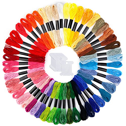 Caydo Embroidery Floss 50 Skeins, Friendship Bracelets String with 12 Pieces Floss Bobbins
