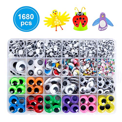 1680pcs Googly Wiggle Eyes Self Adhesive, for Craft Sticker Eyes Multi Colors and Sizes for DIY by ZZYI