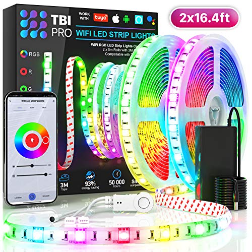 TBI Pro LED Strip Lights 32.8ft - Outdoor RGB Led Strip Lights with Waterproof Color Changing Super-Bright 5050 LED - WiFi Flexible Led Rope Lights for Bedroom Kitchen Living Room Bar Home Decoration