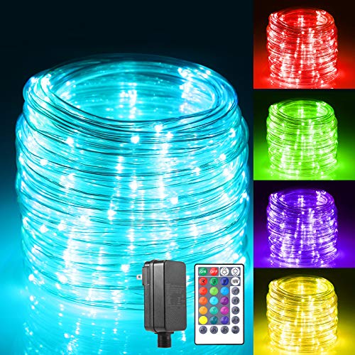 B-right RGB Rope Lights Outdoor，49ft 150LED Colour Changing String Lights 20 Modes Plug in Low Voltage String Lights with Remote Waterproof Fairy Lights Connectable for Bedroom Kitchen Christmas