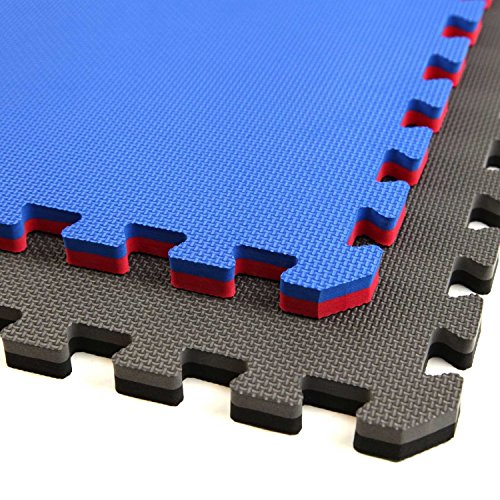 IncStores - Jumbo Soft Interlocking Foam Tiles (6 Tiles, Black/Grey) Perfect for Martial Arts, MMA, Lightweight Home Gyms, p90x, Gymnastics, Cardio, and Exercise