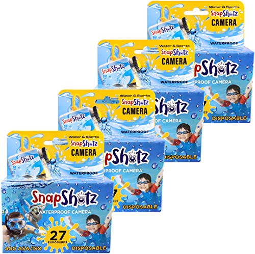 SnapShotz Disposable Waterproof Pool Underwater 35mm Camera, Pack of 4