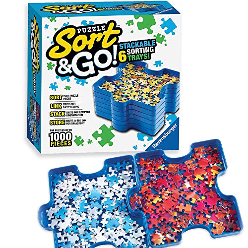 Ravensburger Sort and Go Jigsaw Puzzle Accessory - Sturdy and Easy to Use Plastic Puzzle Shaped Sorting Trays for Puzzles Up to 1000 Pieces