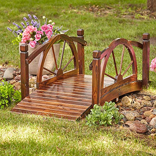 Kotulas Wagon Wheel Wood Garden Bridge — 5ft.