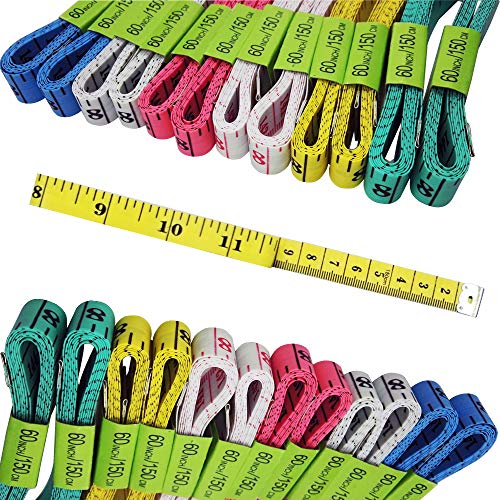 FF Elaine 24 Pcs Double-Scale 60-Inch/150cm Soft Tape Measure Ruler Bulk for Sewing Tailor Cloth - 6 Colors
