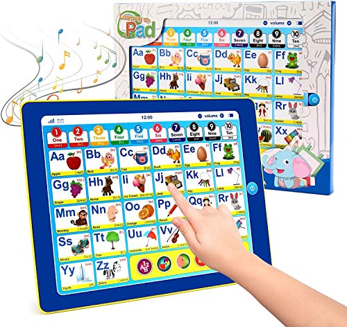 Learning Tablet - ABC/Words/Numbers/Color/Games/Music Interactive Educational Electronic Learning Pad Toys, Preschool Children Toys Toddler Gifts for Age 1 2 3 4 5 Year Old Boys and Girls (Blue)