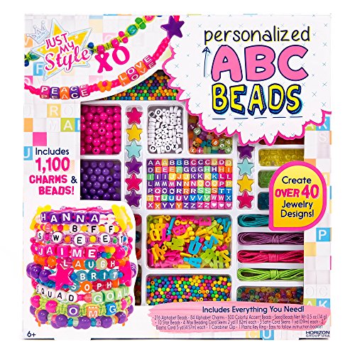 Just My Style ABC Beads By Horizon Group USA, DIY Jewelry Making Kit With 1000+ Charms & Beads, Alphabet Beads, Accent Beads, Seed Beads, Charm Beads & More. Skeins & Instructions Included