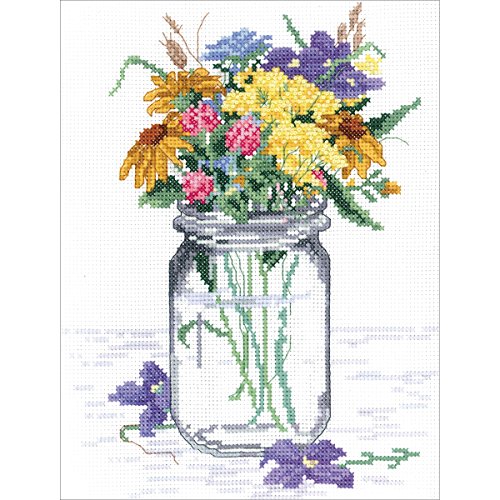 Janlynn Wildflower Jar Counted Cross Stitch Kit