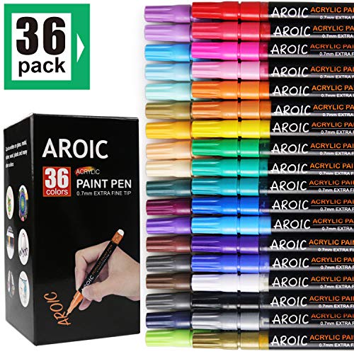 Acrylic Paint Pens——writing on any material, Rock, Ceramics, Glass, Wood and More, Used for DIY Crafts, Scrapbook Crafts, Card Making,etc (36 Pack)