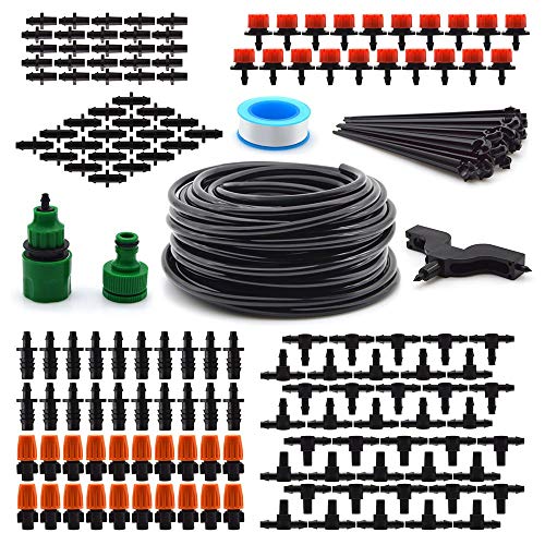 Flantor Garden Irrigation System, 1/4' Blank Distribution Tubing Watering Drip Kit/DIY Saving Water Automatic Irrigation Equipment Set for Garden Greenhouse, Flower Bed,Patio,Lawn