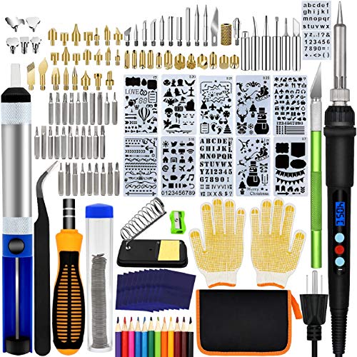 136PCS Wood Burning Kit, PETUOL Professional Soldering Iron Set with LCD Display Switch Adjustable Temperature 356-932 ℉, Creative Tool DIY Kit for Carving/Soldering & Pyrography Tips