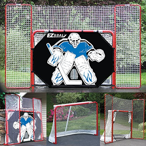 EZ Goal Folding Hockey Training Goal Net w/ Backstop, Targets, & Shooter Tutor