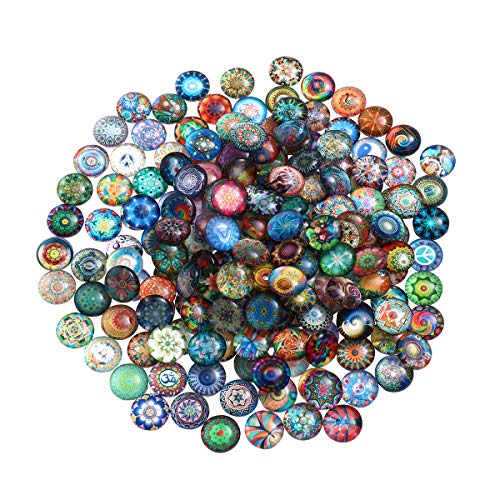 ULTNICE 200pcs Cabochons Round Mosaic Tiles for Crafts Glass Mosaic for Jewelry Making