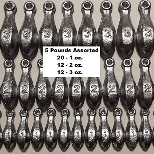 Bulk Bullet Weights Bank Fishing Sinkers - 3 to 5 Pounds of assorted weights (5 LB)