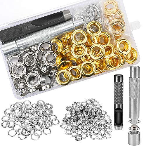 Grommet Kit,Grommets 1/2 inch Heavy Duty Metal Eyelets Kit for Fabric