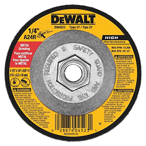 Dewalt DW4523 6 Pack 4-1/2-Inch by 1/4-Inch by 5/8-Inch General Purpose Metal Grinding Wheel