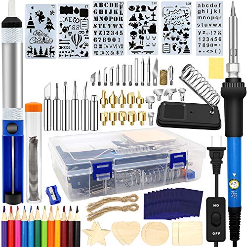 Wood Burning Kit 95pcs, West Bay Soldering Pyrography Pen with Adjustable On-Off Switch Control Temperature Wood Burning Tool for Embossing/Carving/Soldering Tips/Carrying Box Father's Day Gift