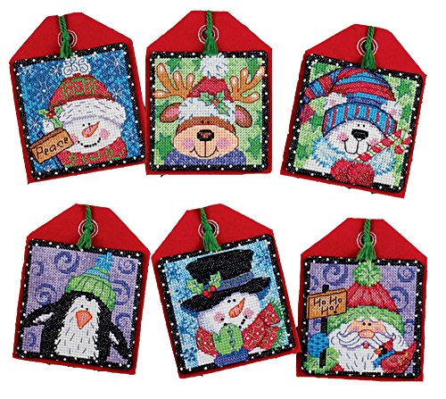 Dimensions Counted Cross Stitch Christmas Pals Ornament Kit, 6 pcs