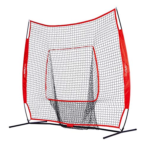 Pinty Baseball and Softball Practice Net 7×7ft Portable Hitting Batting Training Net with Carry Bag and Metal Frame
