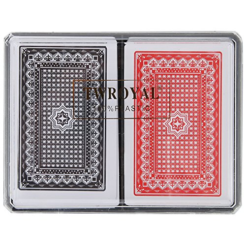 Home-X Plastic Playing Cards, Waterproof Cards. Set of 2 Decks (1 Red and 1 Black)