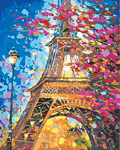 DIY Painting by Numbers for Adults, Paint by Number Kit On Canvas for Beginners, New Painters, Gift Package from SEASON (Eiffel Tower)