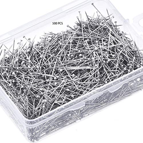 500 Pieces Sewing Pins Head Pins Fine Satin Pin Straight for Dressmaker Jewelry Craft Sewing Projects ， Satin Pin Dressmaker Pins for Jewelry Making(1inch)