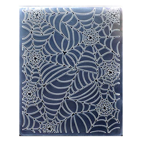 Kwan Crafts Spider Web Halloween Deco Plastic Embossing Folders for Card Making Scrapbooking and Other Paper Crafts, 12.1x15.2cm