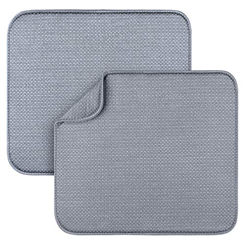 2 Pack Dish Drying Mats for Kitchen, Microfiber Dish Drying Rack Pad, Kitchen Counter Mat - 18X16 Inch