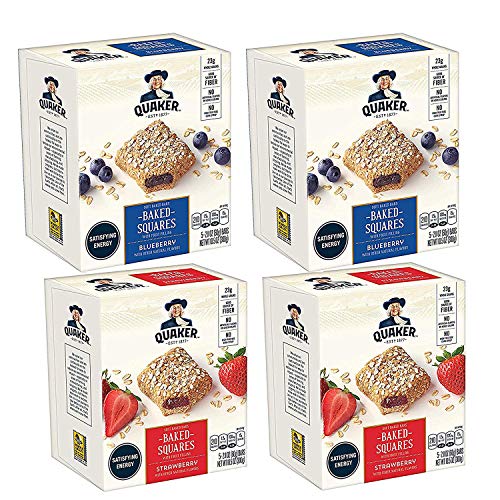 Quaker Baked Squares, Soft Baked Bars, Strawberry & Blueberry (20 Pack)Packaging May Vary