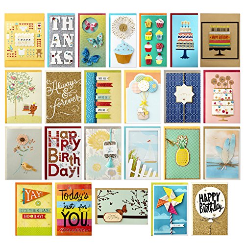 Hallmark All Occasion Handmade Boxed Set of Assorted Greeting Cards with Card Organizer (Pack of 24)—Birthday, Baby, Wedding, Sympathy, Thinking of You, Thank You, Blank