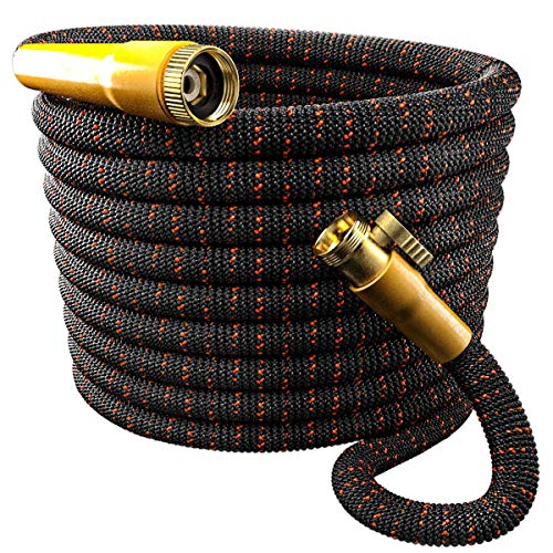 TBI Pro Garden Hose Expandable and Flexible - Super Durable 3750D Fabric | 4-Layers Flex Strong Latex | No-Rust Brass Connectors with Pocket Protectors - Water Hoses for Gardening(50FT Hose Only) New